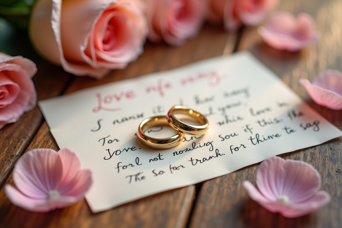 Alliances sur une note d amour entourée de fleurs