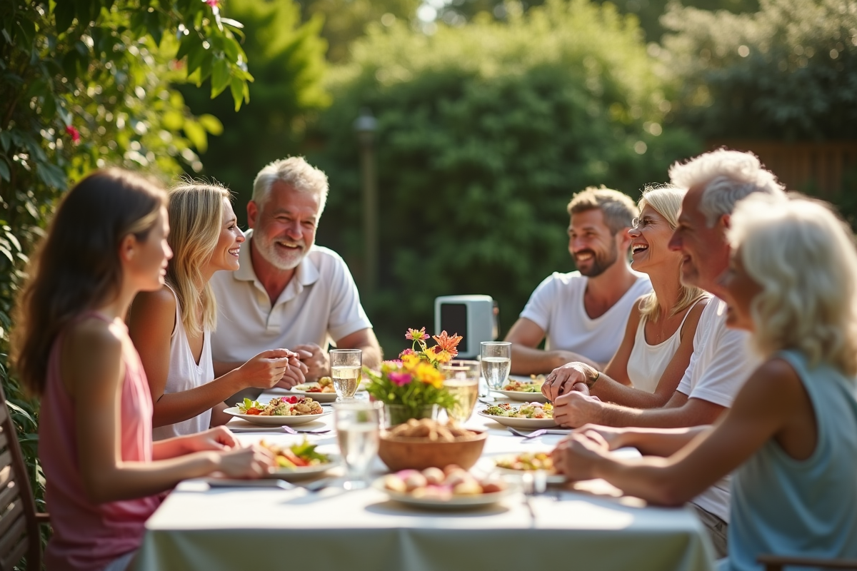 Famille multigeneration profitant d