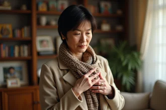 Femme d'âge moyen mettant un anneau en or sur son doigt