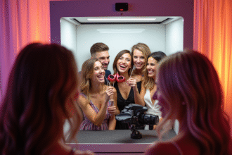 Photobooth mariage avec invités et accessoires amusants